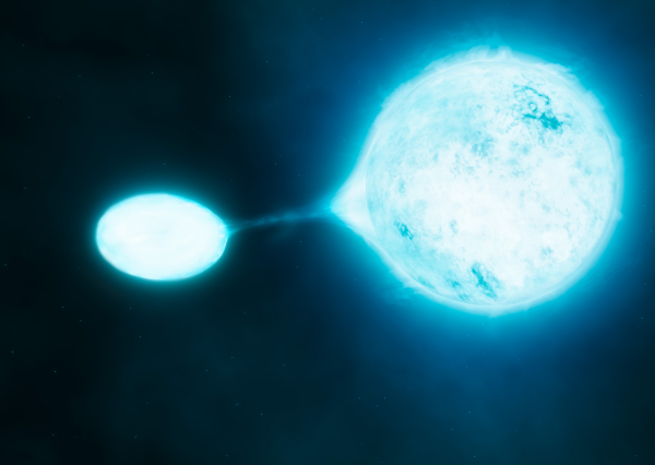 Un système d'étoiles binaire dans lequel l'une des deux étoiles "vampirise" l'autre, aspirant matière et énergie.
