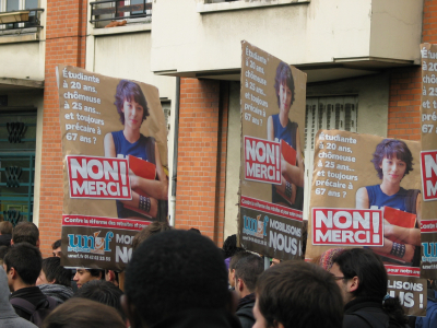 La sensibilisation sur le problème de la précarité étudiante n'est pas nouvelle : ici une manifestation en 2010 à Orléans